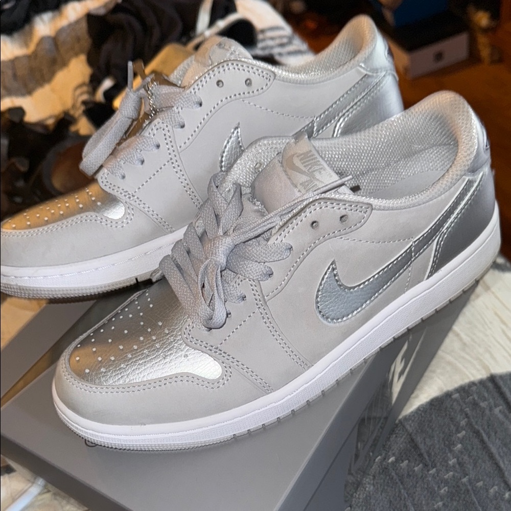 Nike Metallic Silver and Gray Sneakers